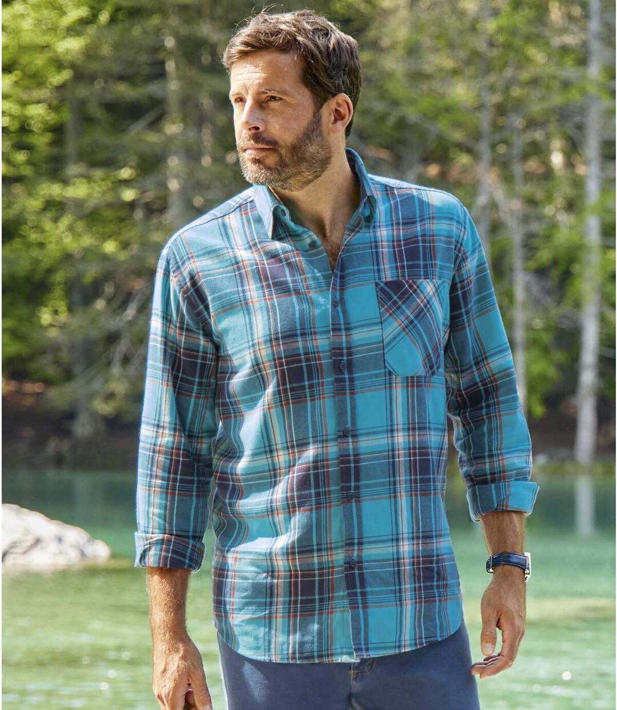 Men's Turquoise Checked Shirt  Atlas For Men