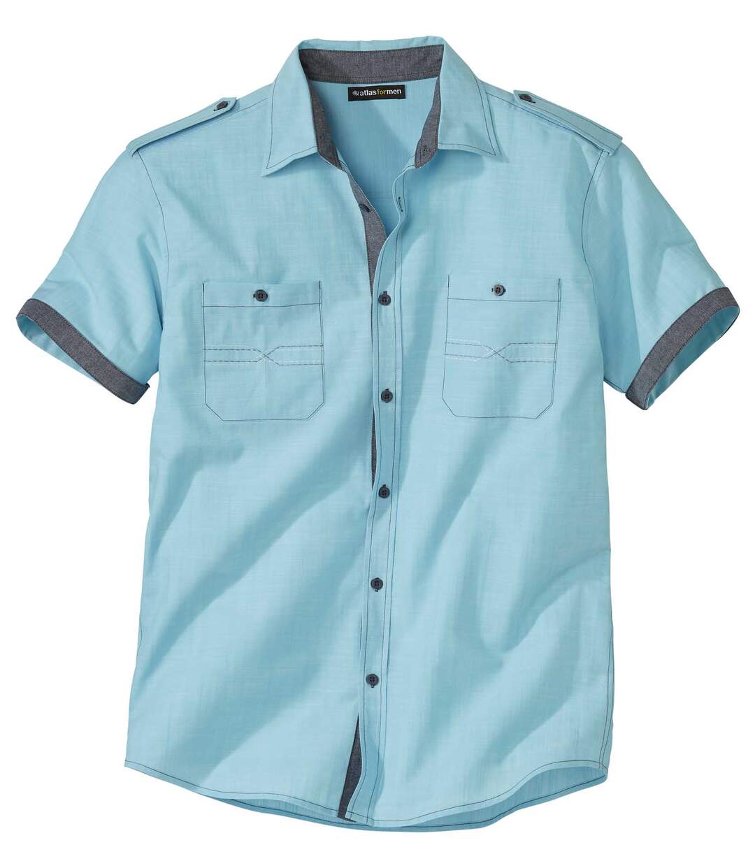 Men's Turquoise Slub Poplin Shirt-2