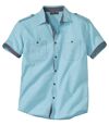 Men's Turquoise Slub Poplin Shirt Atlas For Men