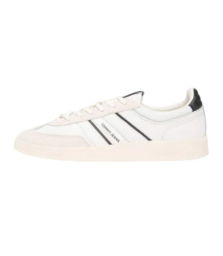 Mens Greenwich Leather Trainers Black White Tommy Jeans