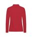 Womens/ladies Manhattan Long-sleeved Polo Shirt Red Clique-2