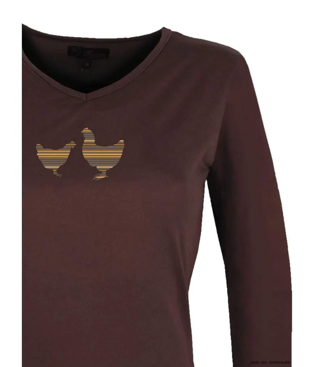 Tee-shirt MAYFLOWER NAPOLI4 chocolat à sérigraphie poule : confort naturel et style authentique-4