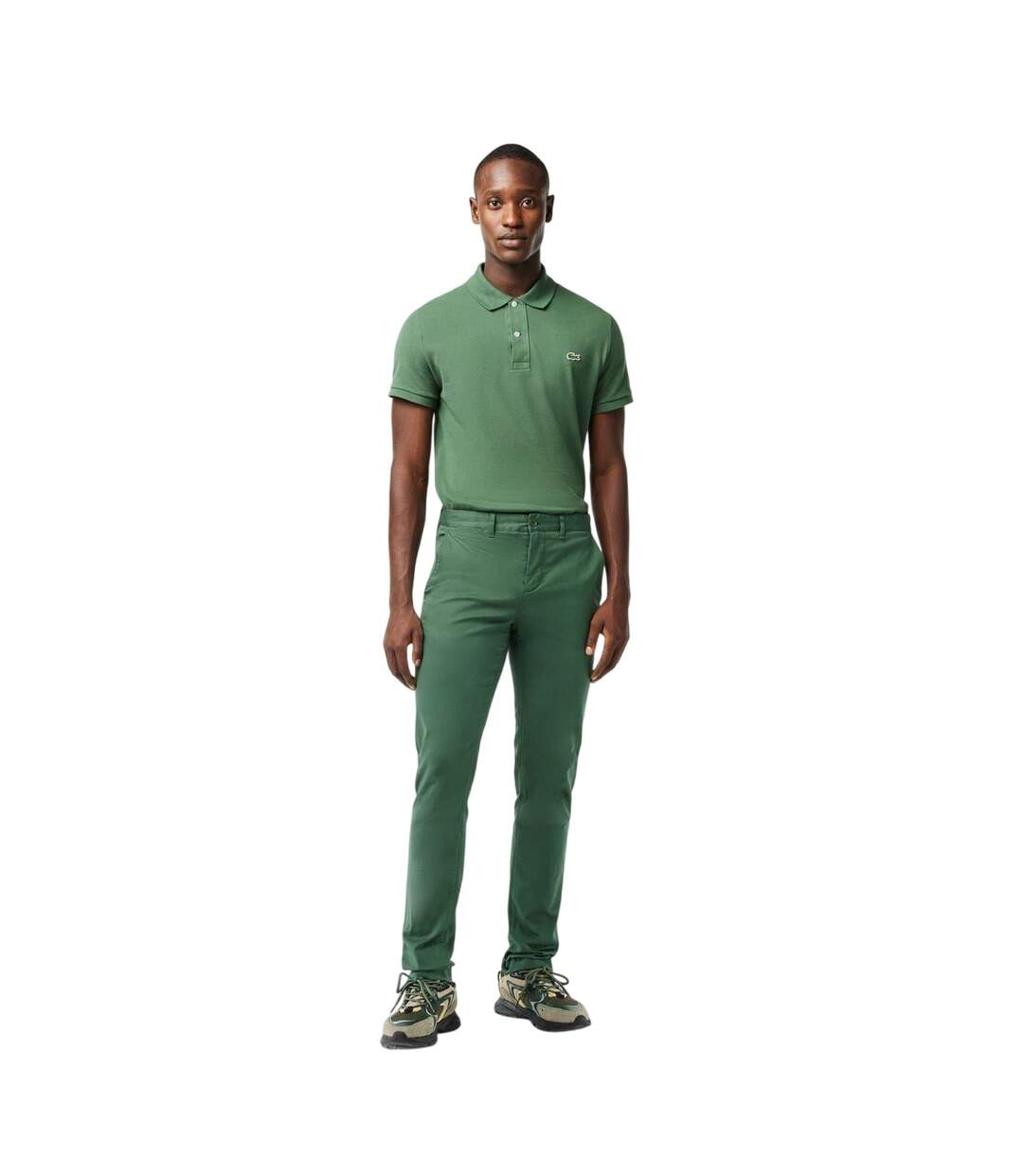 Mens Organic Cotton Slim Chinos Sequoia Green Lacoste-1
