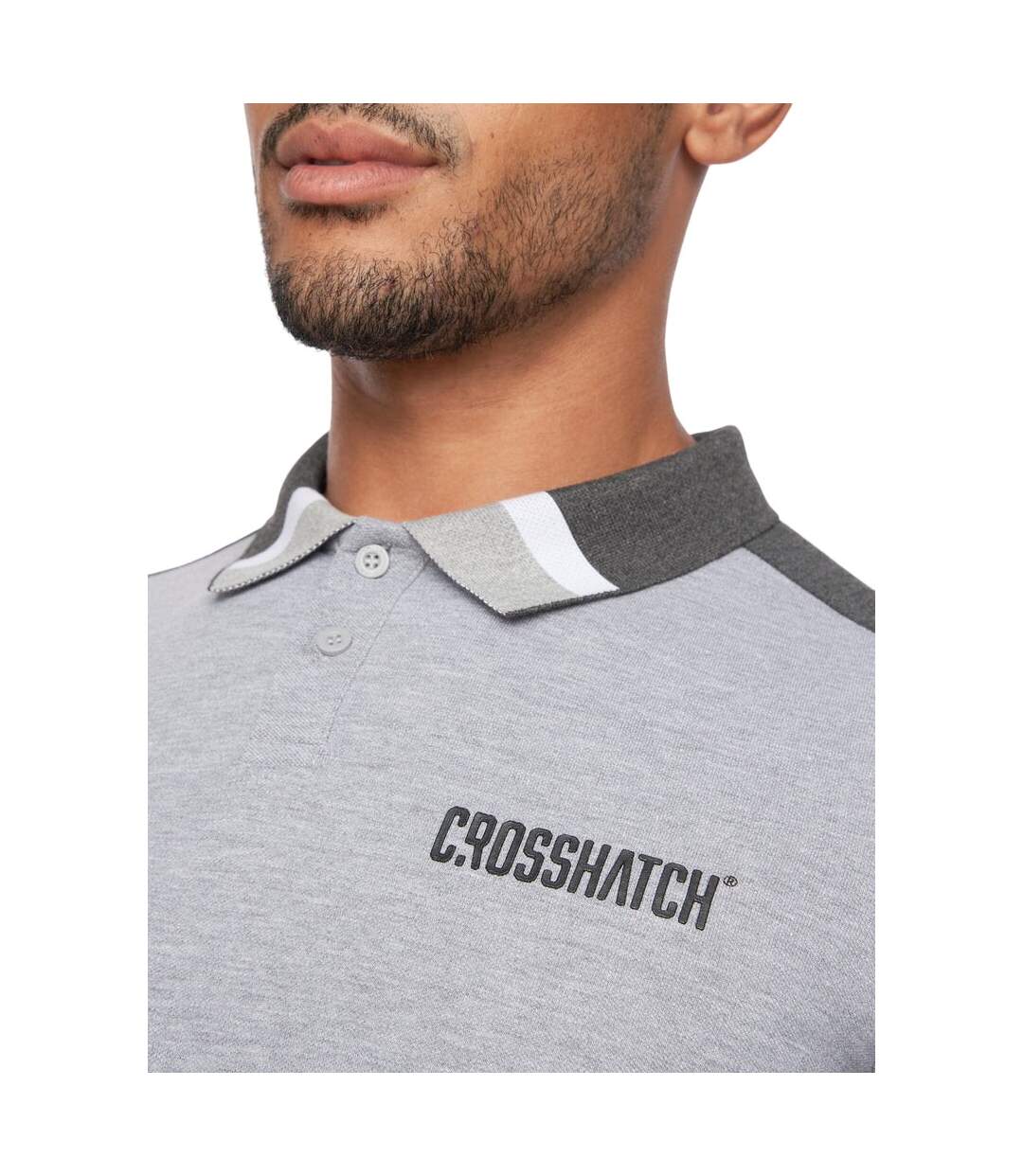 Polo cramsures homme gris chiné Crosshatch-2