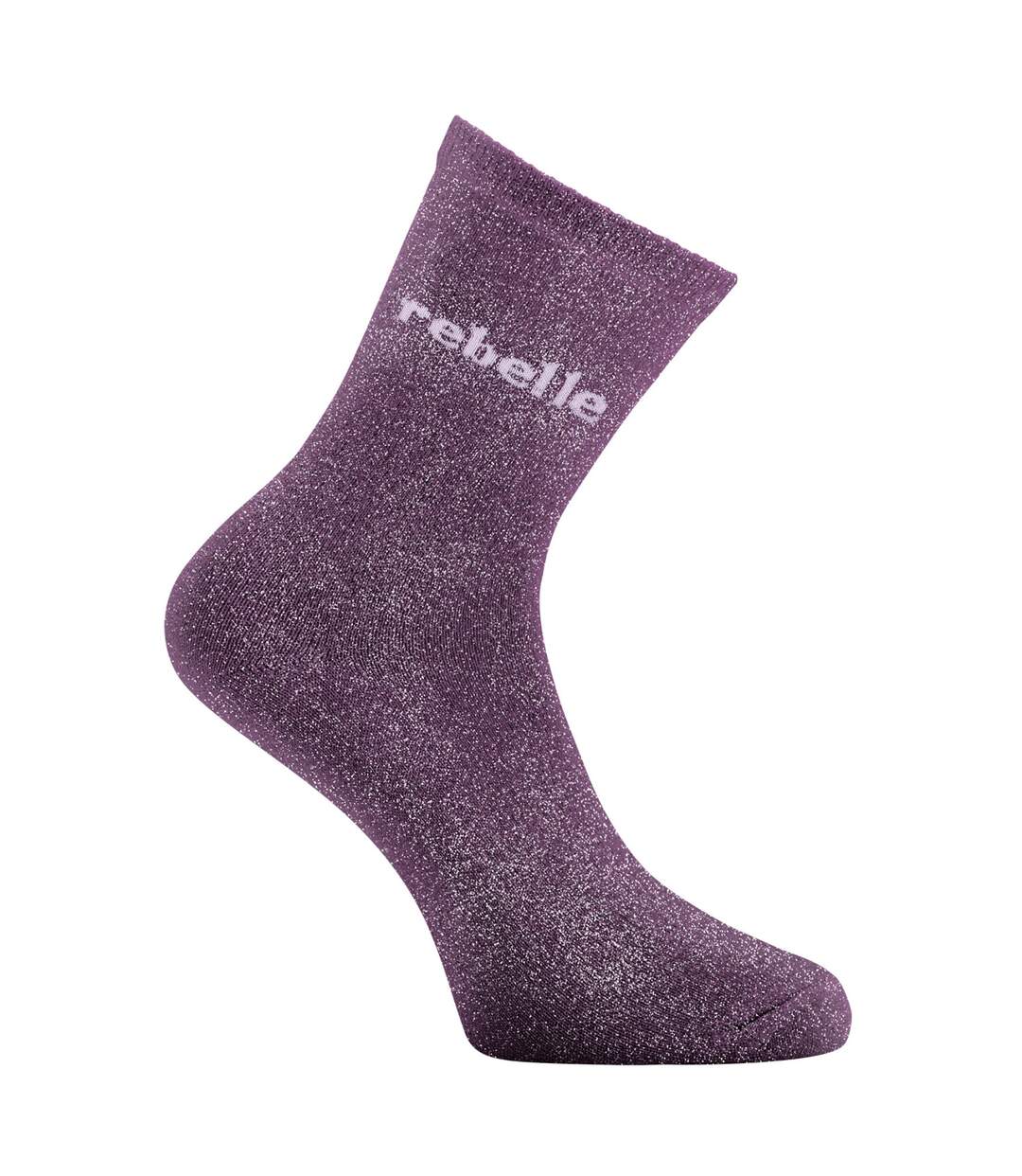 Paire de chaussettes lurex femme à paillettes message soft Rebelle Twinday-1