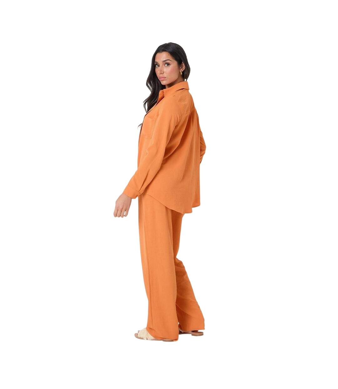 Womens/ladies Wide Leg Work Trousers Orange I Saw It First-4