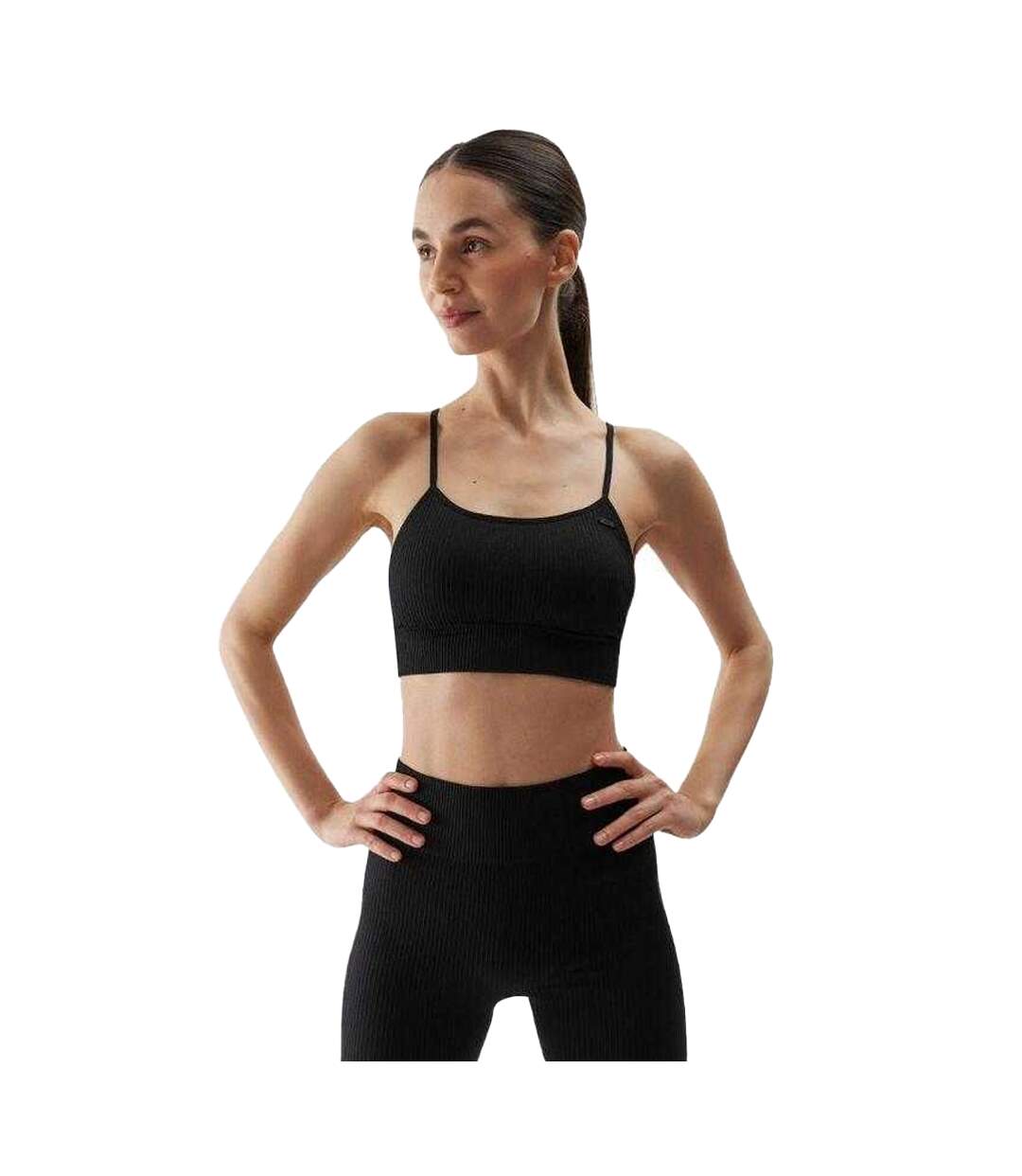 Brassière De Sport Style Uni Femme Noir 4F-1