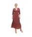 Robe Mi-longue Manches ¾ Motif/style À Carreaux Femme Terre Cuite Lovedrobe-1