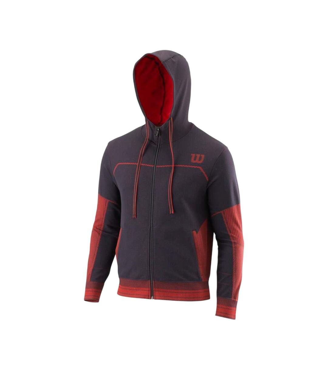 Mens Rush Logo Full Zip Hoodie Black Red Wilson-1