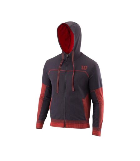 Mens Rush Logo Full Zip Hoodie Black Red Wilson
