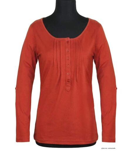Tee-shirt MAYFLOWER NANNY2 orange sanguine à manches modulables : l'éclat du confort