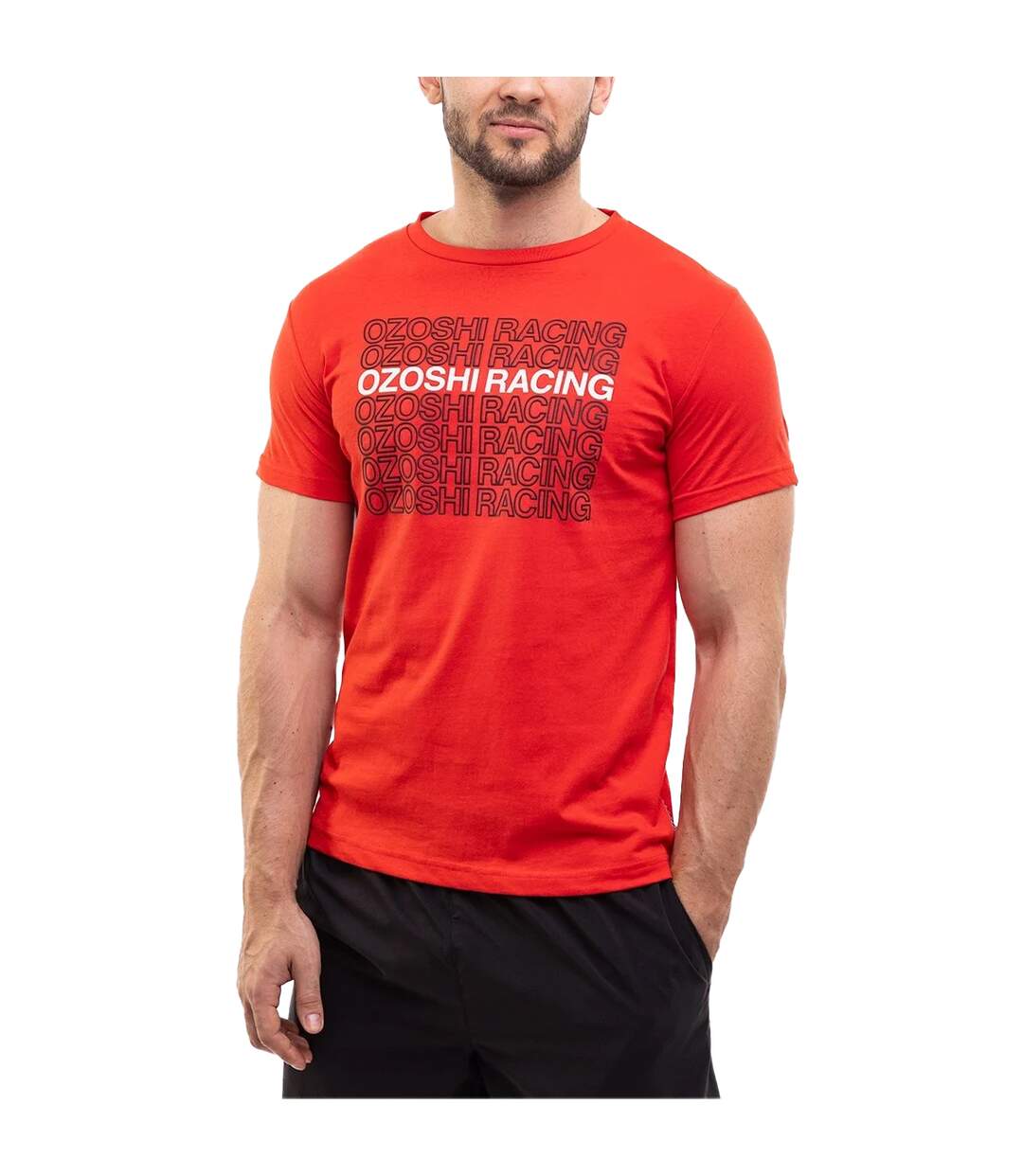 T-shirt Motif/style Logo Répété Homme Rouge Ozoshi-1