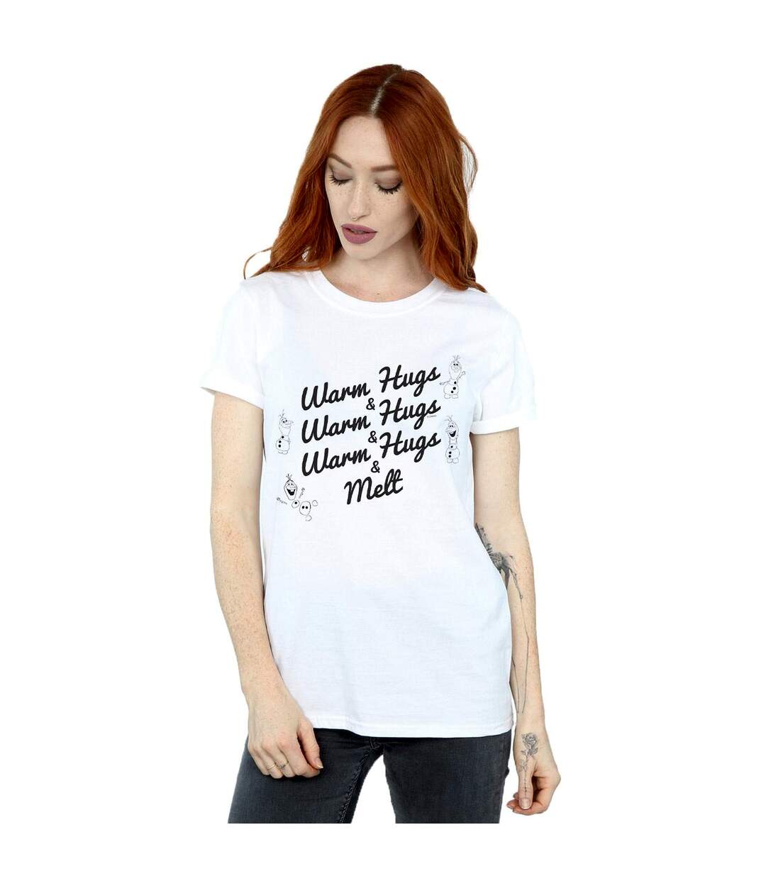 Disney - T-shirt FROZEN OLAF WARM HUGS AND MELT - Femme (Blanc) - UTBI24404-2