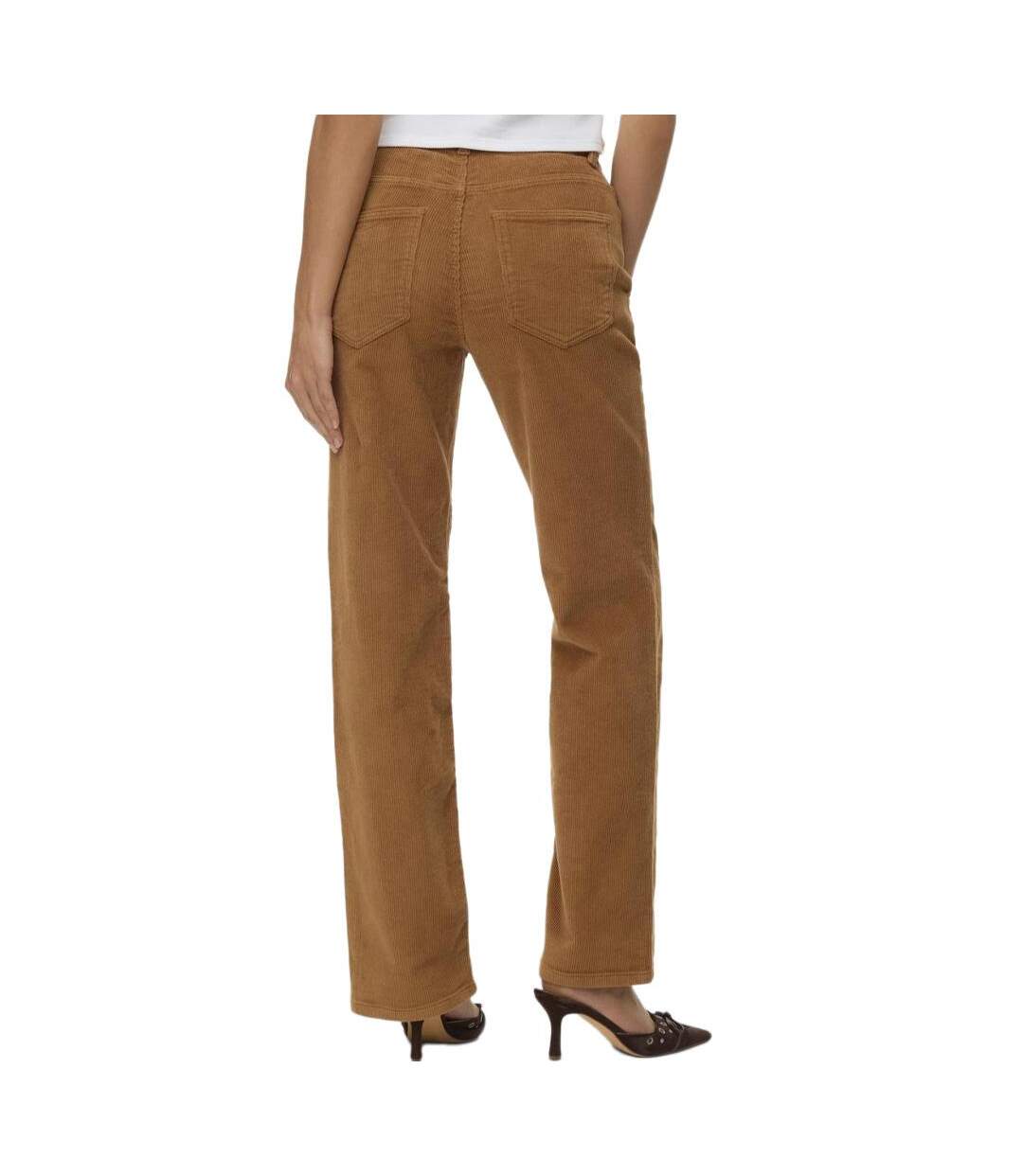 Pantalon velours marron femme vero moda melisa straight-2