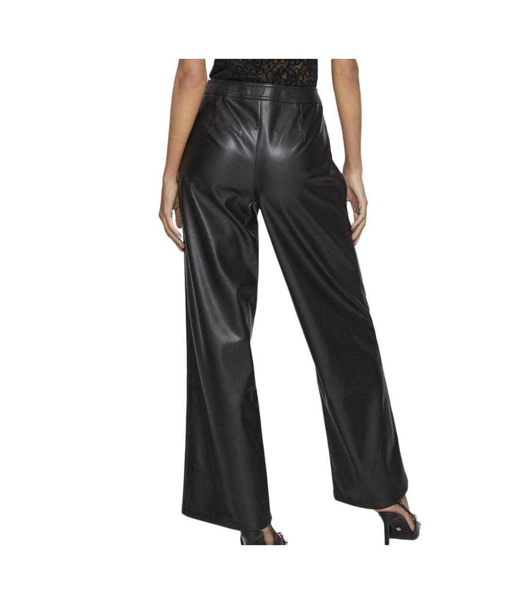 Pantalon Similicuir Noir Femme Vila Vielie Wide - 36