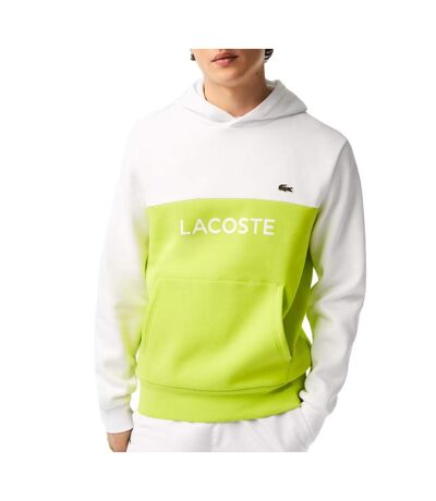 Sweat à Capuche Blanc/Vert Fluo Homme Lacoste SH8366 - 3XL