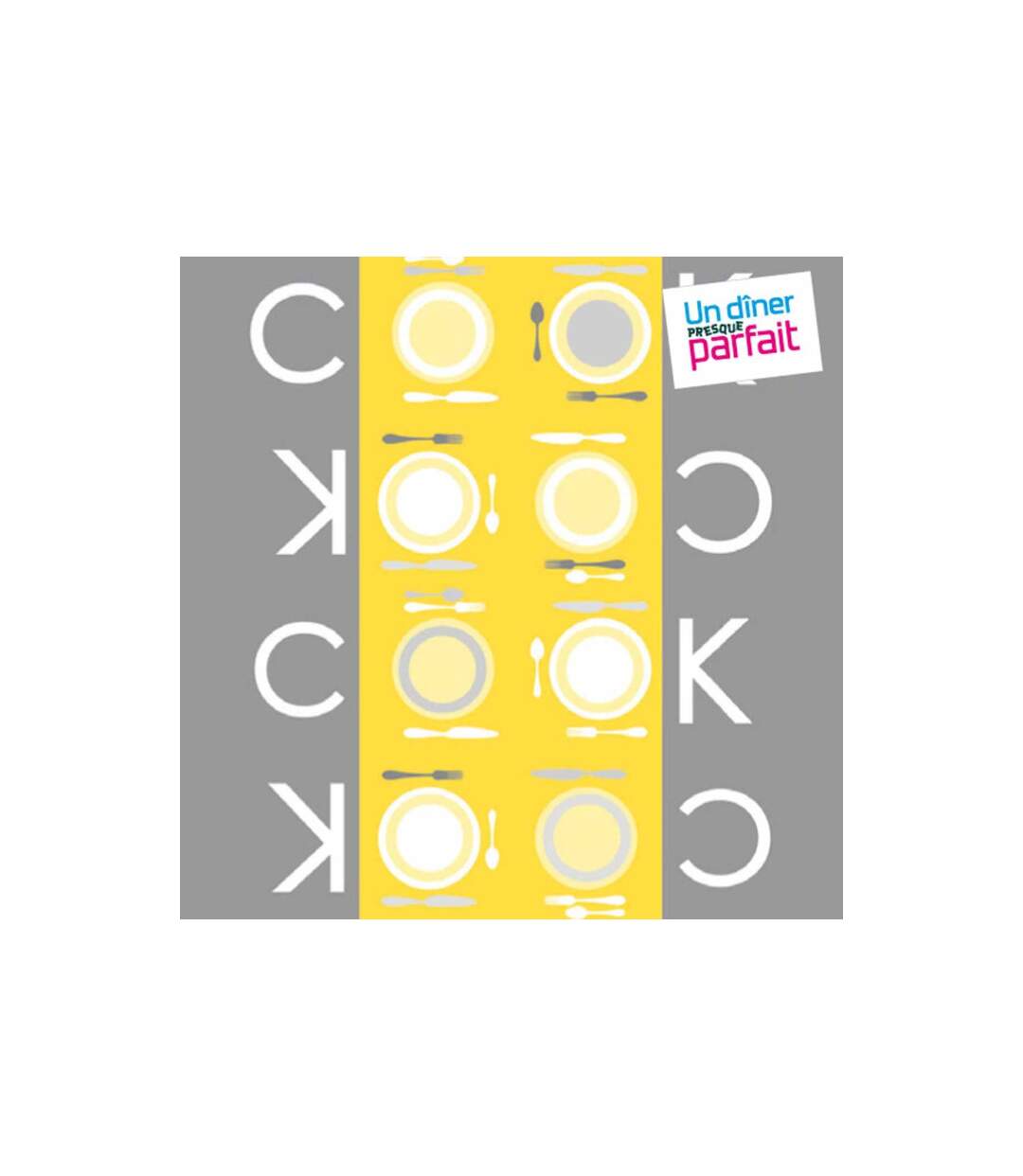 Lot de 20 Serviettes en Papier Cook 38x38cm Gris & Jaune-1