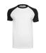 T-shirt Manches Raglan Motif/style Contrasté Adulte Blanc Noir Build Your Brand-1