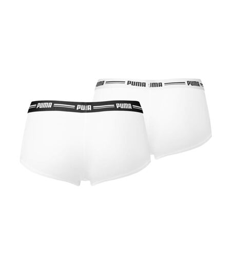 Boxer PUMA Femme en Coton Qualité et Confort-Assortiment modèles photos selon arrivages- Pack de 2 BOXERS PUMA Blanc