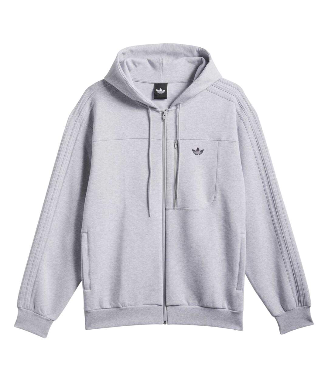 Unisex Adult Originals Long-sleeved Full Zip Hoodie Grey Adidas-3