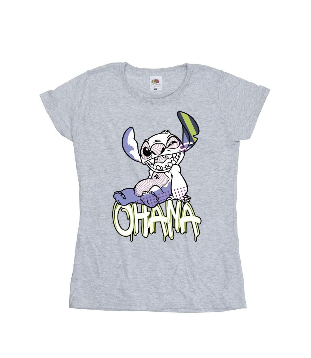 Disney Femmes/Les femmes Lilo And Stitch Ohana Graffiti Cotton T-Shirt (Gris sportif) - UTBI25877-1