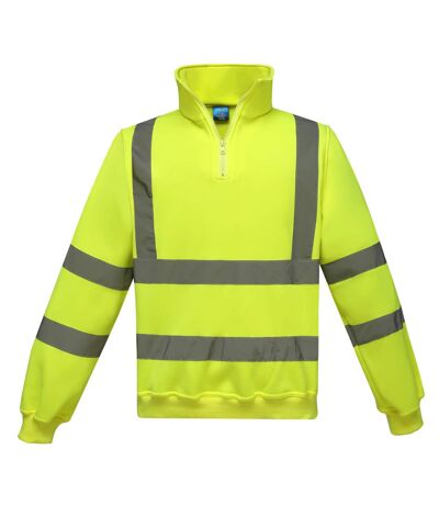 Yoko Unisex Adult Hi-Vis Quarter Zip Sweatshirt (Yellow)
