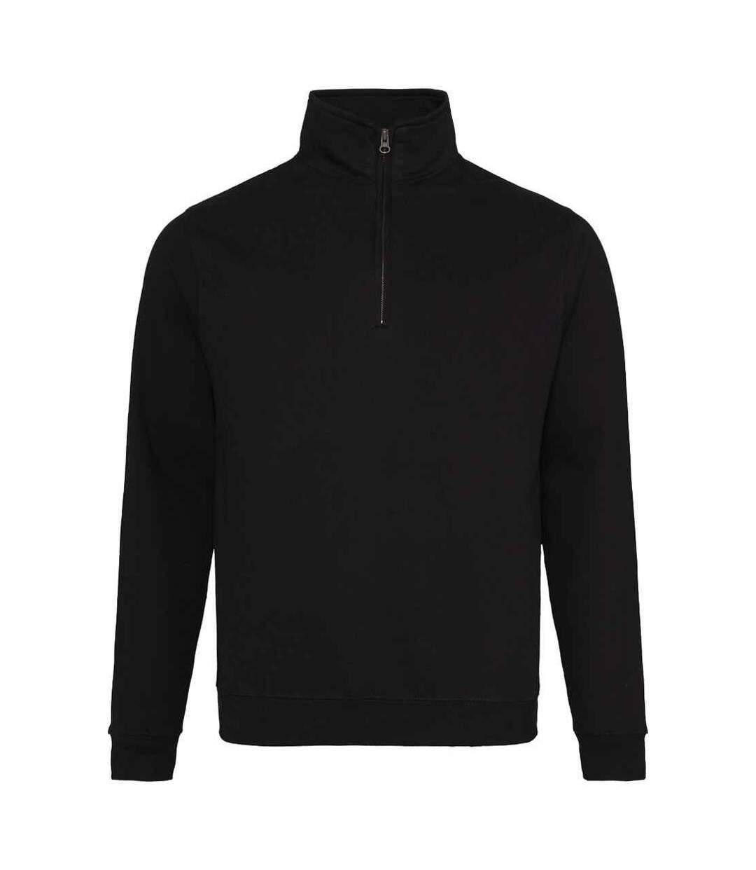 Mens sophomore zip neck sweatshirt deep black Awdis-1