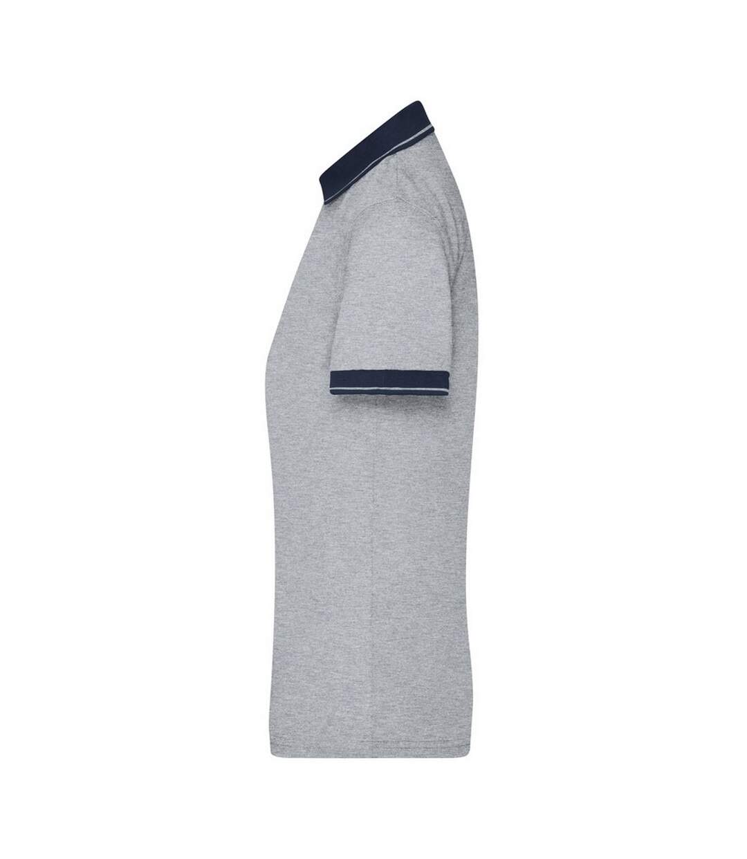 Polo Femme Gris Chiné Bleu Marine James And Nicholson-4