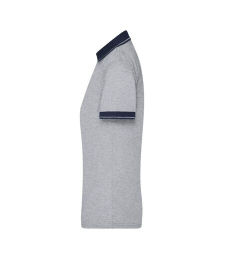Polo Femme Gris Chiné Bleu Marine James And Nicholson