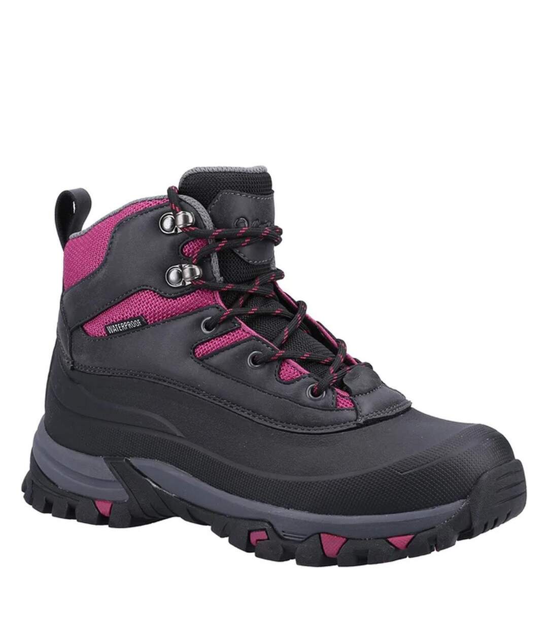 Womens/ladies calmsden hiking boots grey/berry Cotswold-1