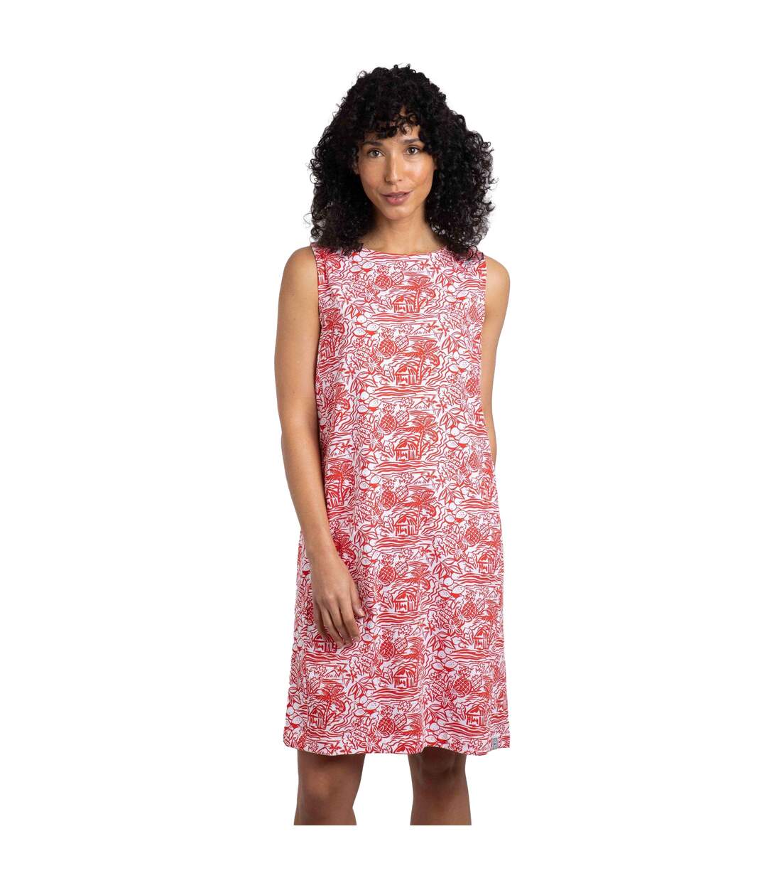 Womens/ladies adenea organic cotton shift dress rich red Weird Fish-3