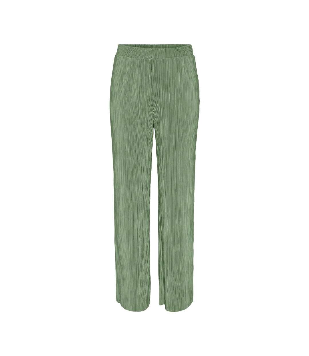 Pantalon fluide plissé vert femme pieces pammi-2