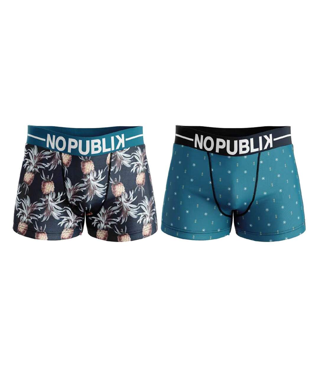 Boxer No Publik Homme Confort et Fantaisie en Microfibre -Assortiment modèles photos selon arrivages- Pack de 2 Boxers TROPICAL 54516