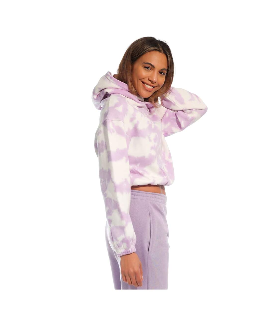 Womens/ladies tie dye crop hoodie purple Light And Shade