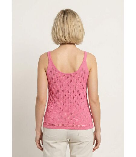 Pull débardeur court ajouré uni coton