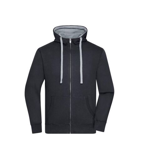 Veste À Capuche Lifestyle Homme Noir Gris Chiné James And Nicholson