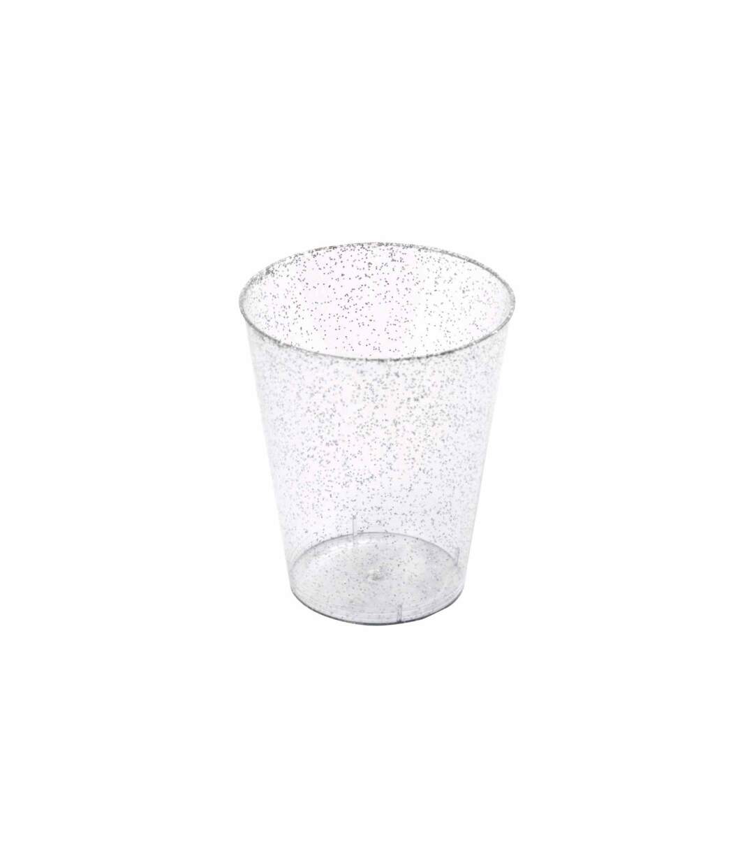 Lot de 20 Verres en Plastique Réutilisable Paillettes 20cl Argent-2