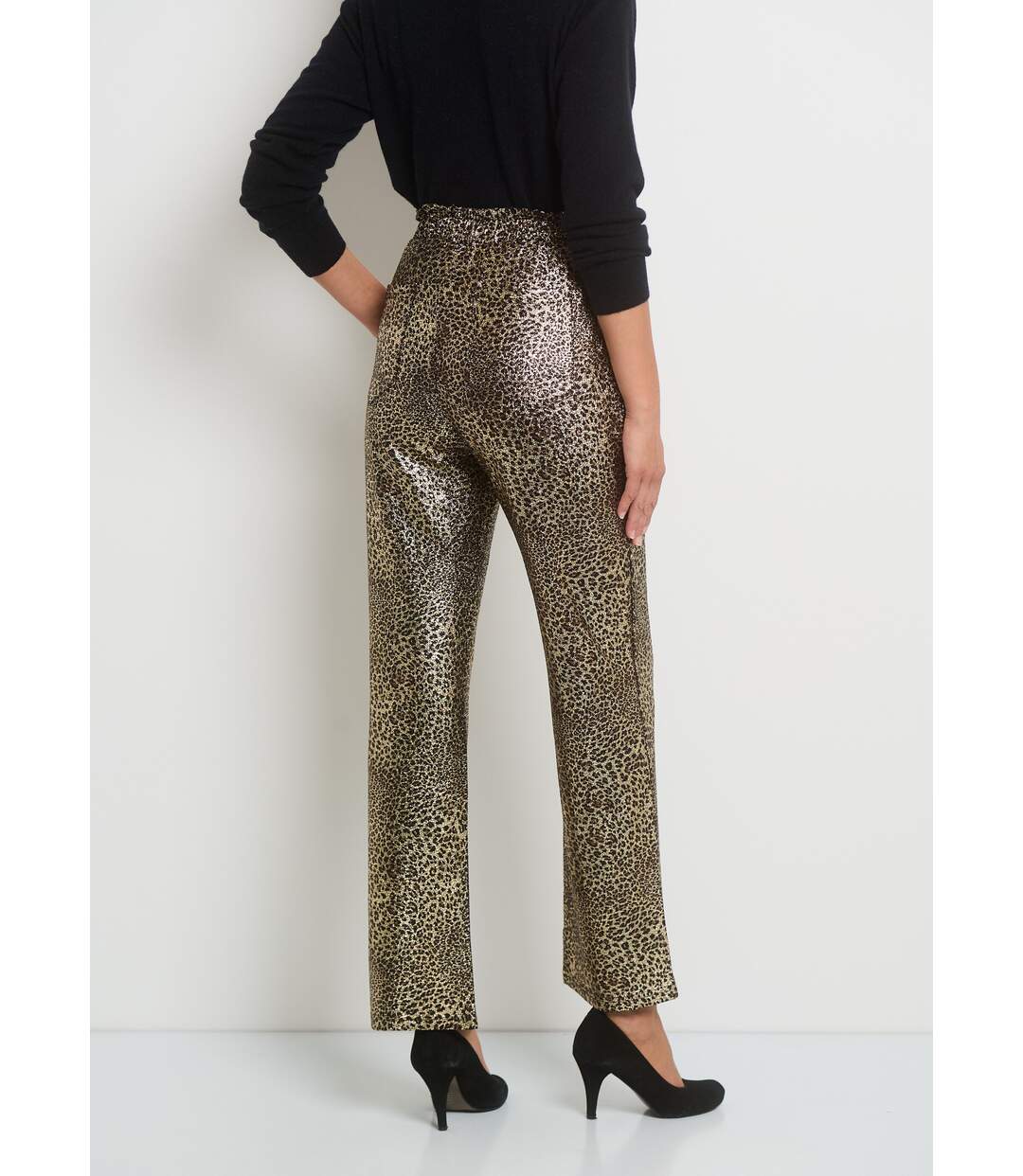Pantalon en maille imprimée métallisée-2