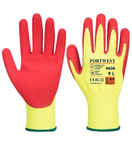 Portwest Unisex Adult A626 Vis Tex HR Cut Resistant Gloves (Yellow/Red) (XL) - UTPW1461