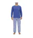 Ensemble Pyjama long homme en popeline à carreaux et Logo poitrine Pierre Cardin-1