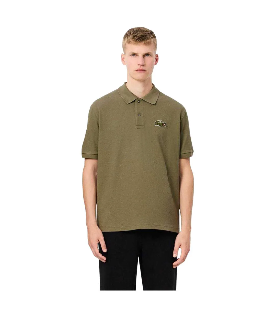 Mens L.12.12 Embroidered Logo Loose Fit Polo Shirt Khaki Green Lacoste-4
