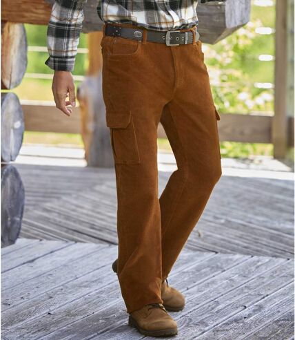 Men's Brown Corduroy Cargo Pants 