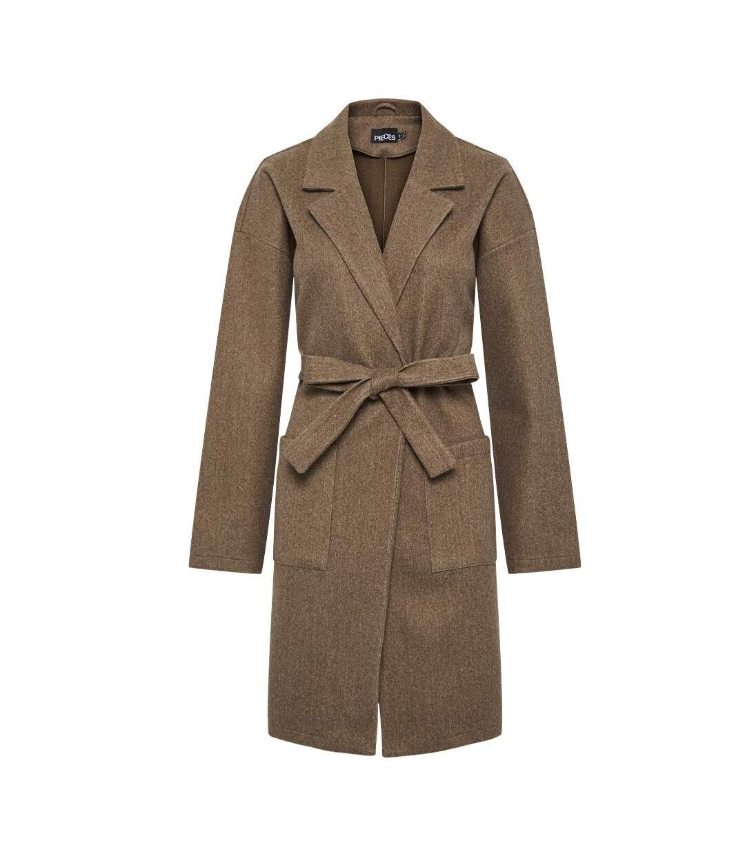 Manteau marron femme pieces jolene-1