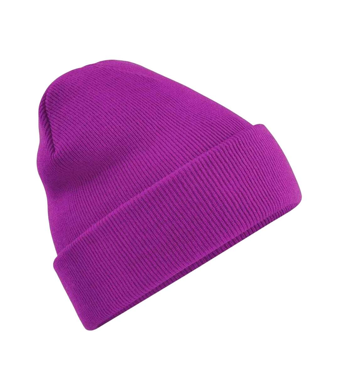 Bonnet à revers mixte magenta Beechfield-1