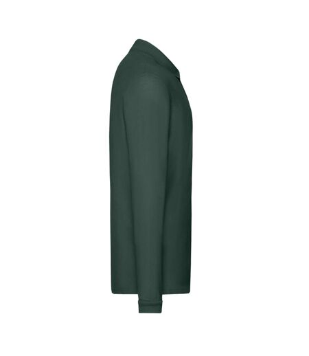 Mens Premium Long-sleeved Polo Shirt Forest Green Fruit Of The Loom
