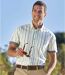 Men's Ecru Striped Poplin Shirt