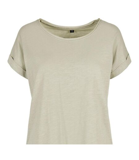 Womens/ladies Slub Long T-shirt Soft Salvia Build Your Brand