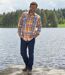 Men's Orange Checked Flannel Shirt