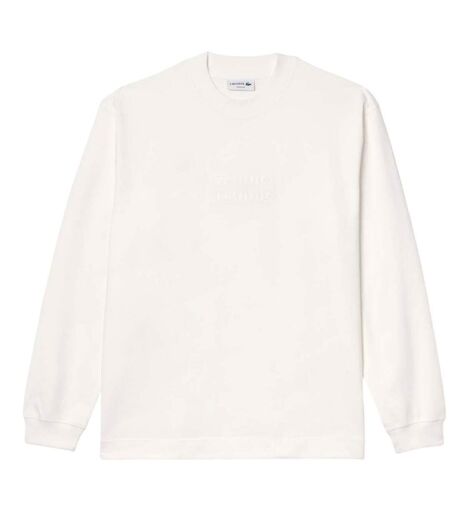 Mens Cotton Loose Long-sleeved T-shirt Cream Lacoste