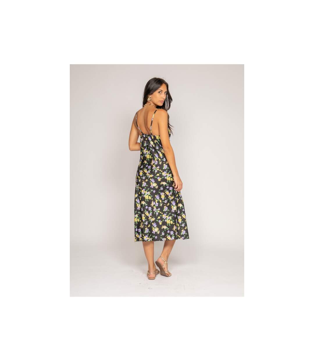 Robe midi motifs satin INZOU - Dona X Lisa-2